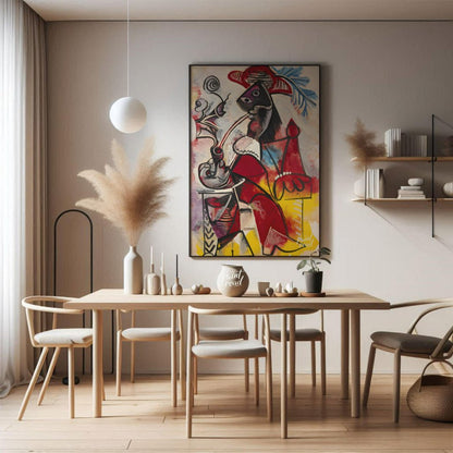 This late-period painting by Pablo Picasso, “Musketeer à la Pipe,” showcases his vigorous and uninh… for dining room