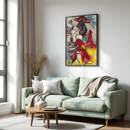 This late-period painting by Pablo Picasso, “Musketeer à la Pipe,” showcases his vigorous and uninh… for living room