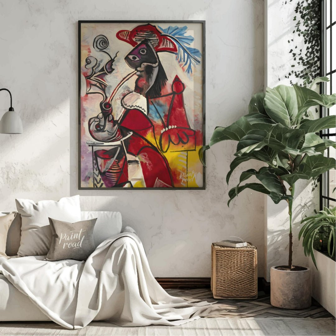 This late-period painting by Pablo Picasso, “Musketeer à la Pipe,” showcases his vigorous and uninh… for living room