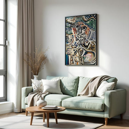 This powerful and highly energetic painting by Pablo Picasso, commonly recognized as a “Musketeer w… for living room
