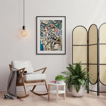 This powerful and highly energetic painting by Pablo Picasso, commonly recognized as a “Musketeer w… for living room