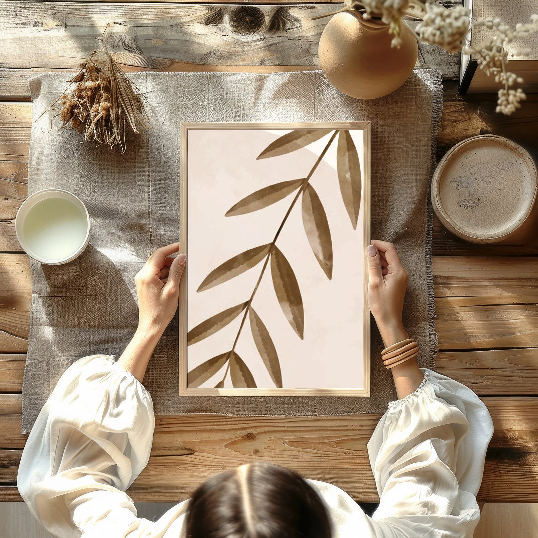 Elevate your space with 'Muted Botanical Harmony', a modern piece that balances soft organic shapes for Kitchen