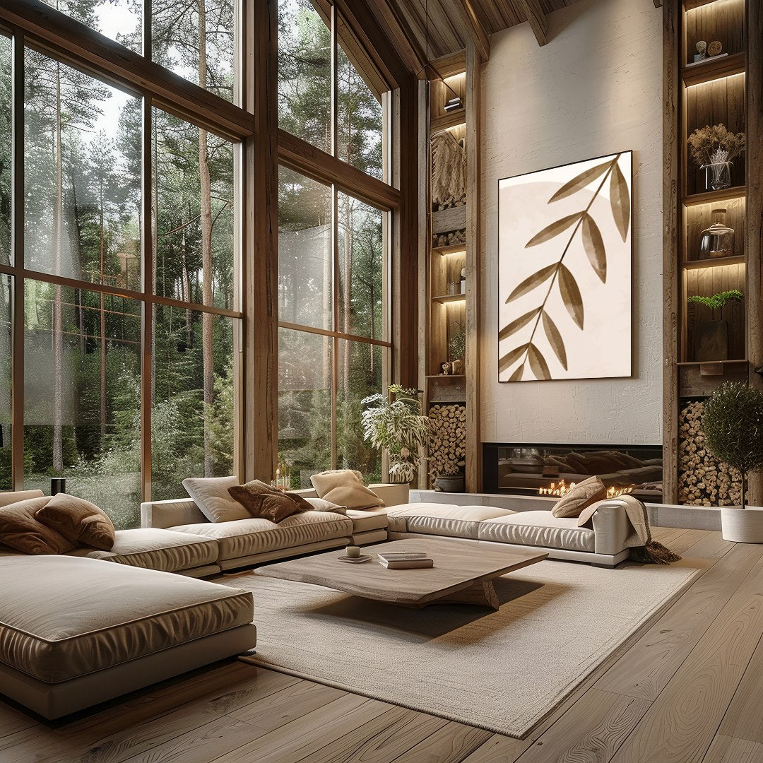 Elevate your space with 'Muted Botanical Harmony', a modern piece that balances soft organic shapes for Living Room
