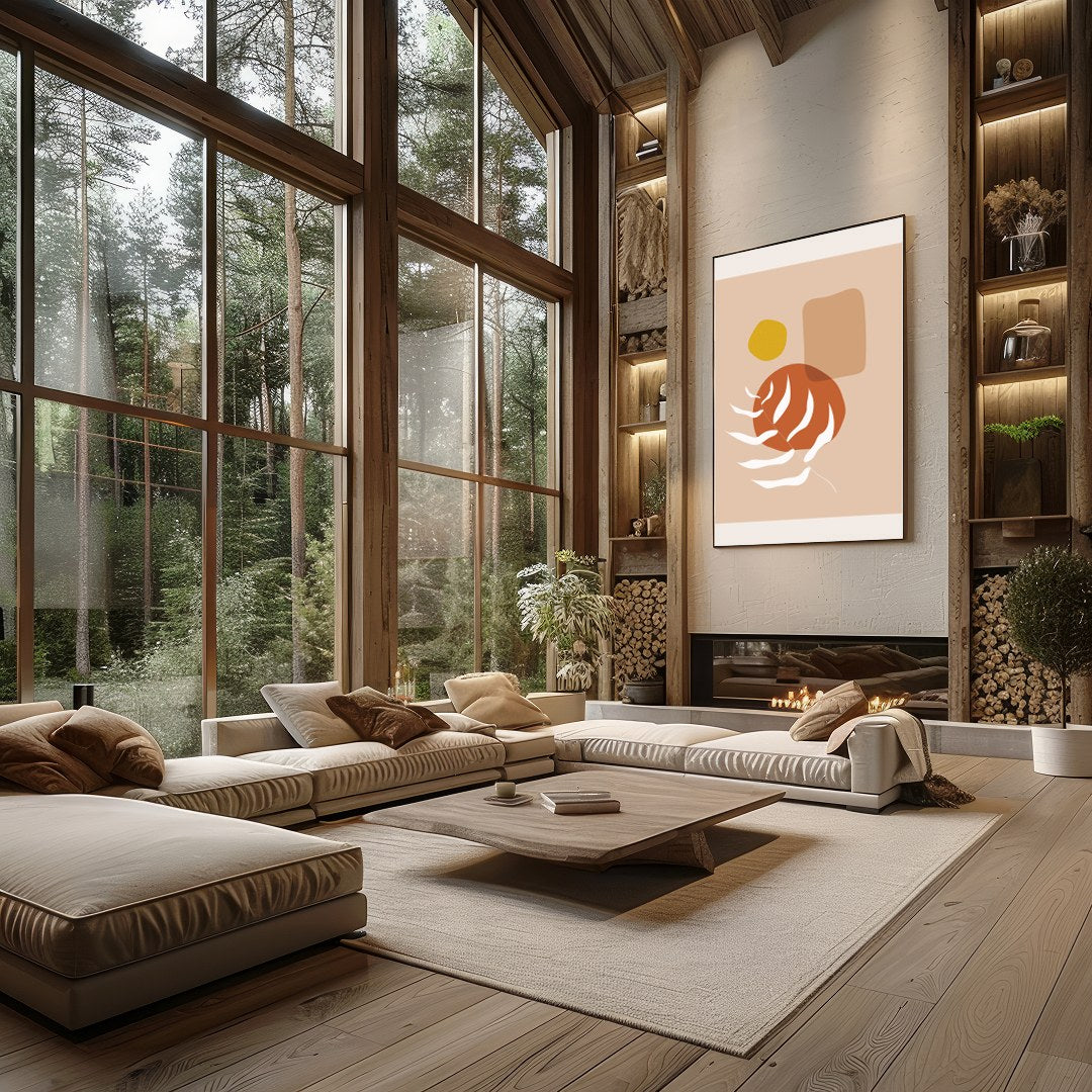 This artwork captures the essence of modern minimalism with its soothing earth tones and abstract for Living Room