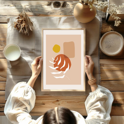 This artwork captures the essence of modern minimalism with its soothing earth tones and abstract for room