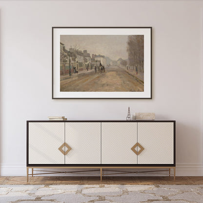 This captivating artwork presents a serene street scene painted in gentle pastel tones. With its for Foyer