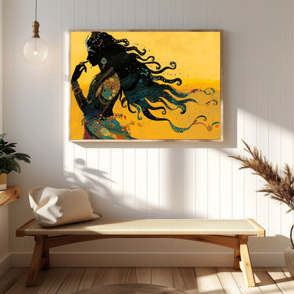 Experience the allure of mysticism with this exquisite artwork depicting an enigmatic silhouette for Hallway