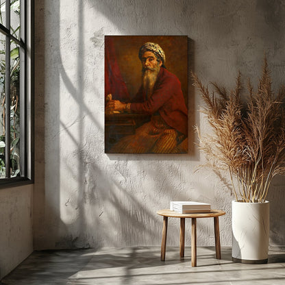 This captivating artwork portrays a mystic scholar immersed in thoughtful reflection. The intricate for Entrance