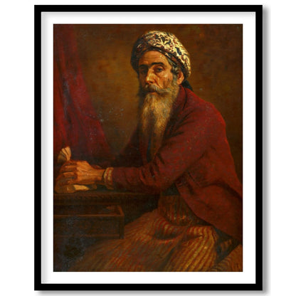 This captivating artwork portrays a mystic scholar immersed in thoughtful reflection. The intricate for residence