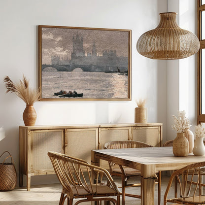 Dive into the serene ambiance of this painting capturing the iconic Westminster silhouette under a for Dining