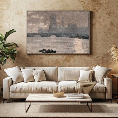 Dive into the serene ambiance of this painting capturing the iconic Westminster silhouette under a for Family Room