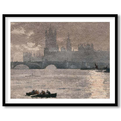 Dive into the serene ambiance of this painting capturing the iconic Westminster silhouette under a for house