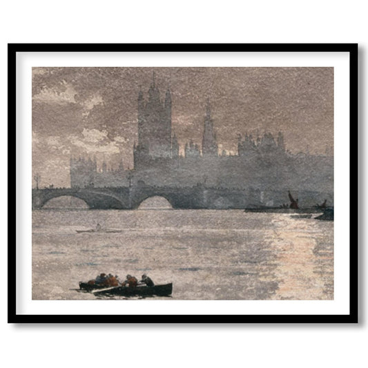 Dive into the serene ambiance of this painting capturing the iconic Westminster silhouette under a for house