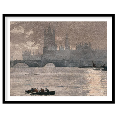 Dive into the serene ambiance of this painting capturing the iconic Westminster silhouette under a for house