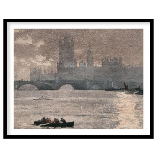 Dive into the serene ambiance of this painting capturing the iconic Westminster silhouette under a for house