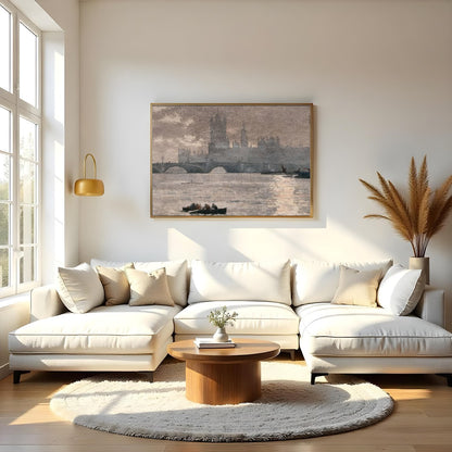 Dive into the serene ambiance of this painting capturing the iconic Westminster silhouette under a for Living Room
