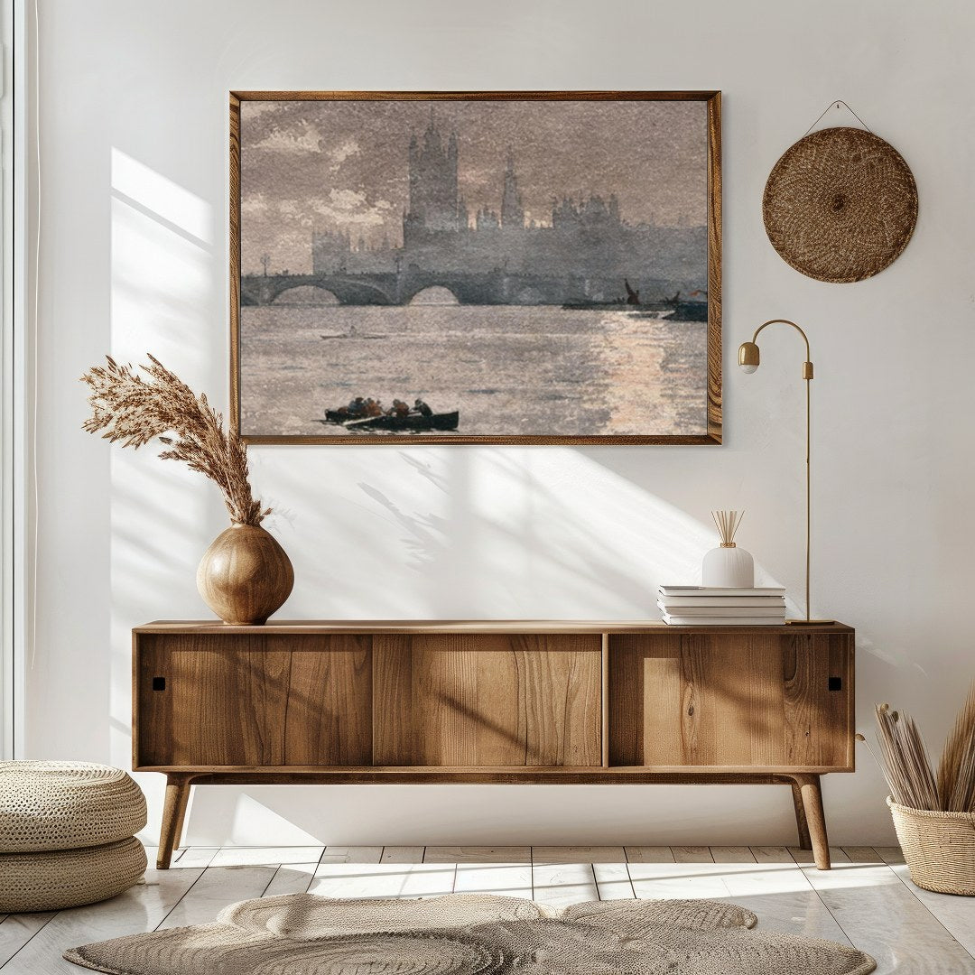Dive into the serene ambiance of this painting capturing the iconic Westminster silhouette under a for Sitting Area
