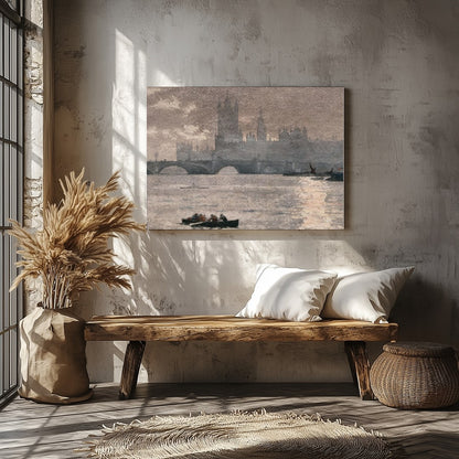 Dive into the serene ambiance of this painting capturing the iconic Westminster silhouette under a for Veranda