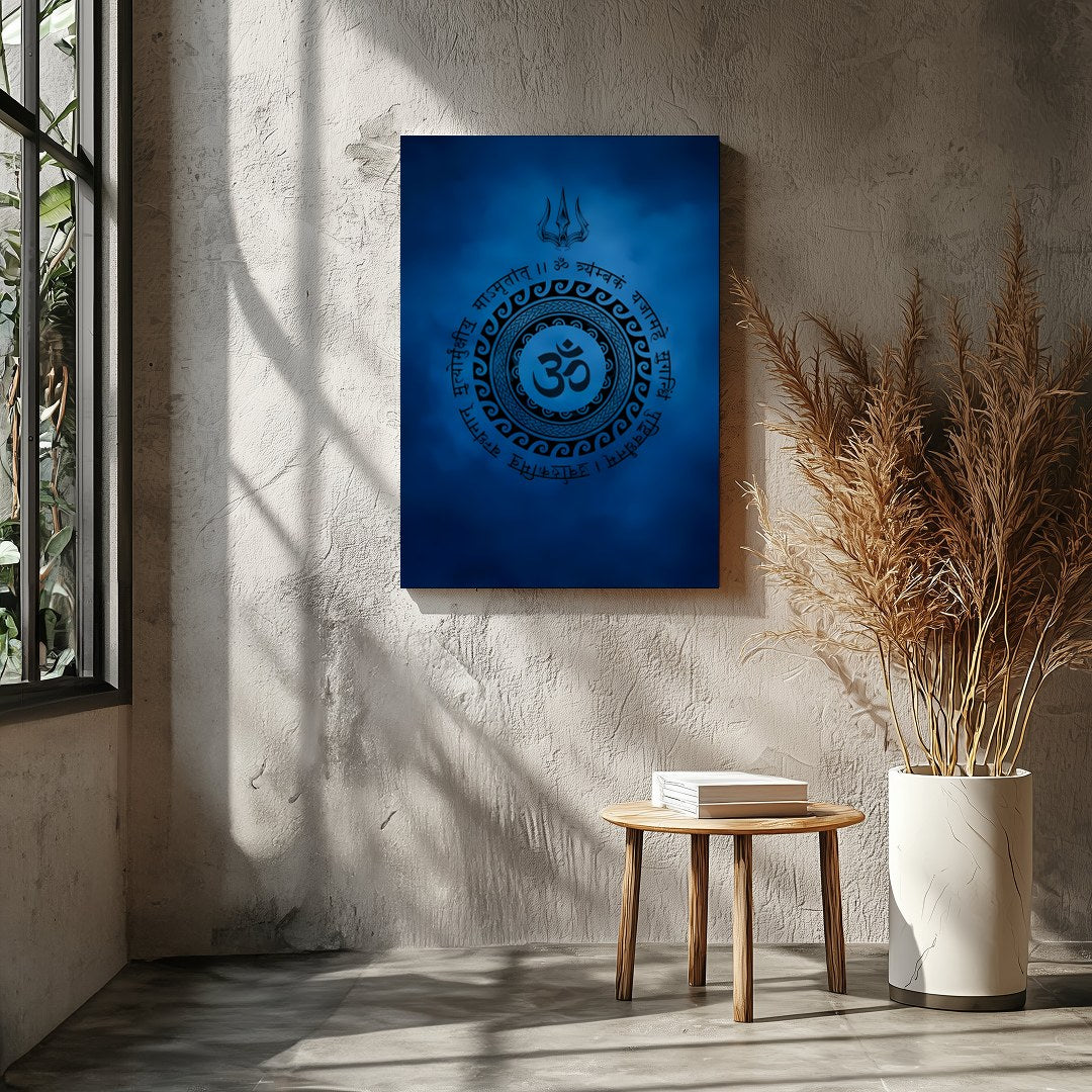 Dive into tranquility with this captivating artwork featuring a mystical Om symbol encircled by for Entrance