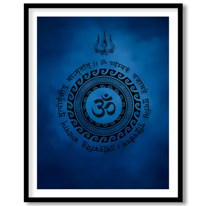 Dive into tranquility with this captivating artwork featuring a mystical Om symbol encircled by for gallery