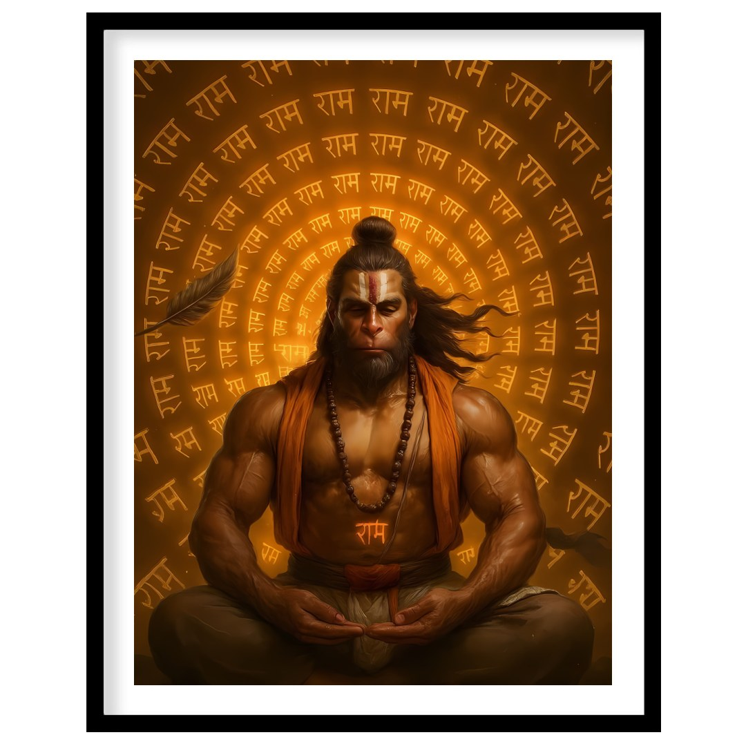 Dive into serenity with this captivating artwork depicting the divine warrior seated in deep for kitchen