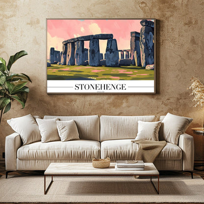 Capture the enigmatic allure of Stonehenge with this stunning artwork, featuring vivid pink and for Family Room