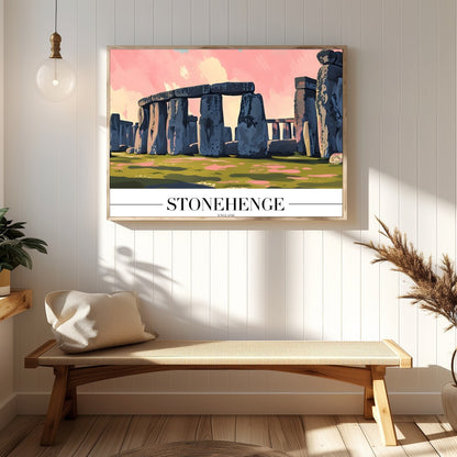 Capture the enigmatic allure of Stonehenge with this stunning artwork, featuring vivid pink and for Hallway