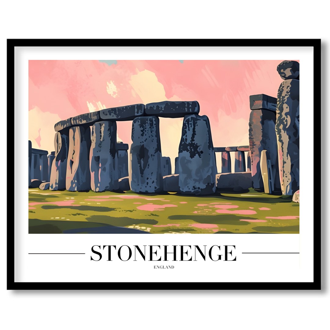 Capture the enigmatic allure of Stonehenge with this stunning artwork, featuring vivid pink and for office