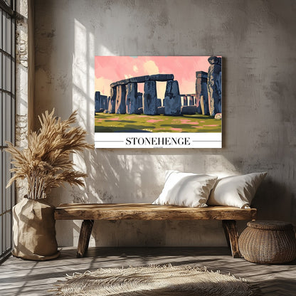 Capture the enigmatic allure of Stonehenge with this stunning artwork, featuring vivid pink and for Veranda