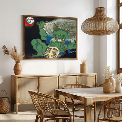This striking artwork captures a dynamic mythical creature in motion, blending traditional style for Dining