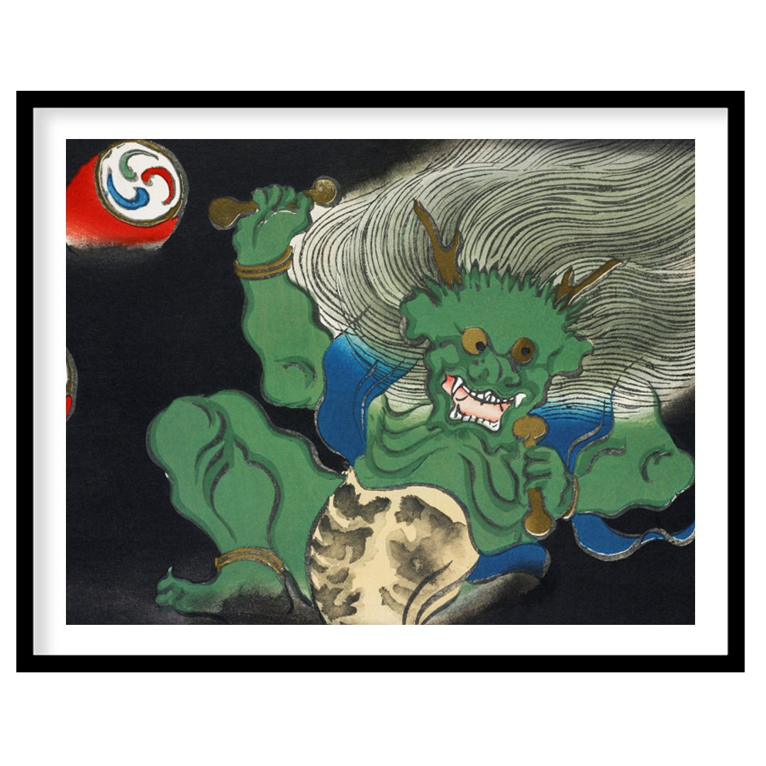 This striking artwork captures a dynamic mythical creature in motion, blending traditional style for gallery