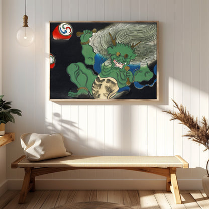 This striking artwork captures a dynamic mythical creature in motion, blending traditional style for Hallway