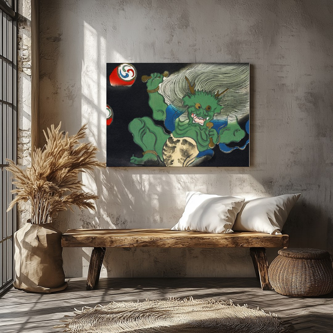 This striking artwork captures a dynamic mythical creature in motion, blending traditional style for Veranda