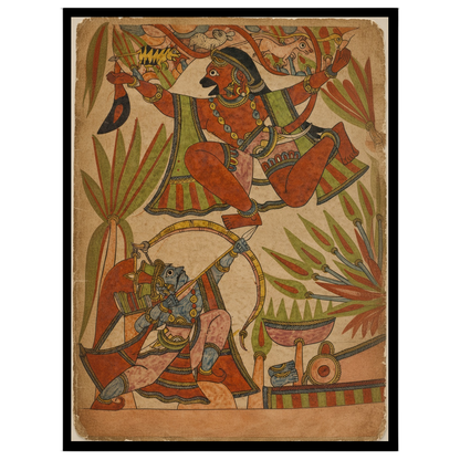 Immerse yourself in the dynamic world of Indian mythology with this captivating Phad artwork, for home