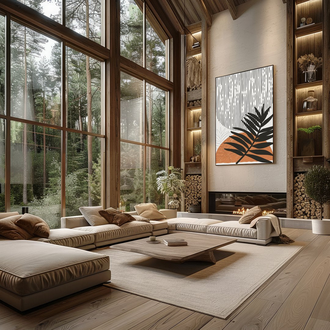 Immerse yourself in the harmonious balance of nature and geometric form with this striking abstract for Living Room