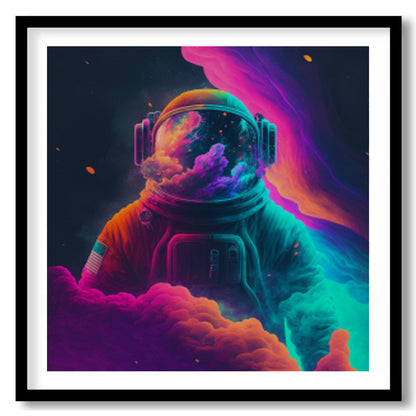 Elevate your space with this stunning art piece featuring a cosmic astronaut surrounded by for home