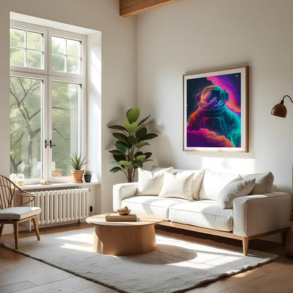 Elevate your space with this stunning art piece featuring a cosmic astronaut surrounded by for Living Room