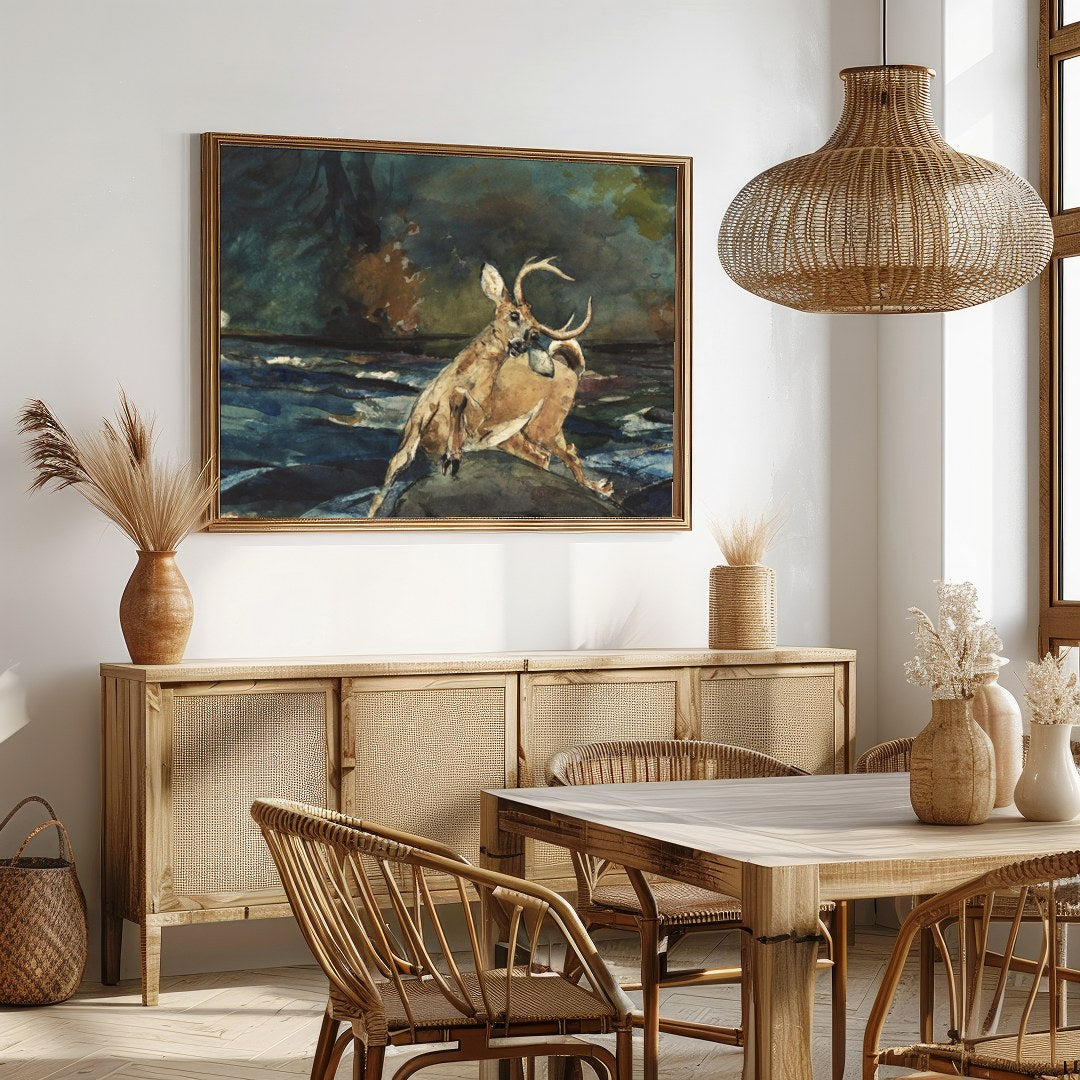 Immerse yourself in the captivating essence of nature with this evocative watercolor painting. for Dining