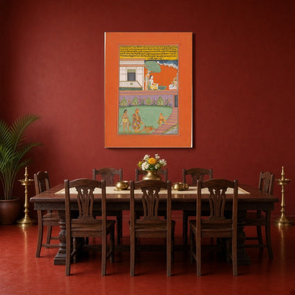 Immerse yourself in the intricate world of Ragamala art with this captivating scene of a nobleman for Dining