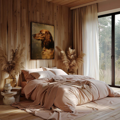 This exquisite portrait captures the noble essence of a setter, rendered in delicate brushstrokes. for Bedroom