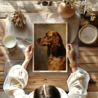This exquisite portrait captures the noble essence of a setter, rendered in delicate brushstrokes. for decor