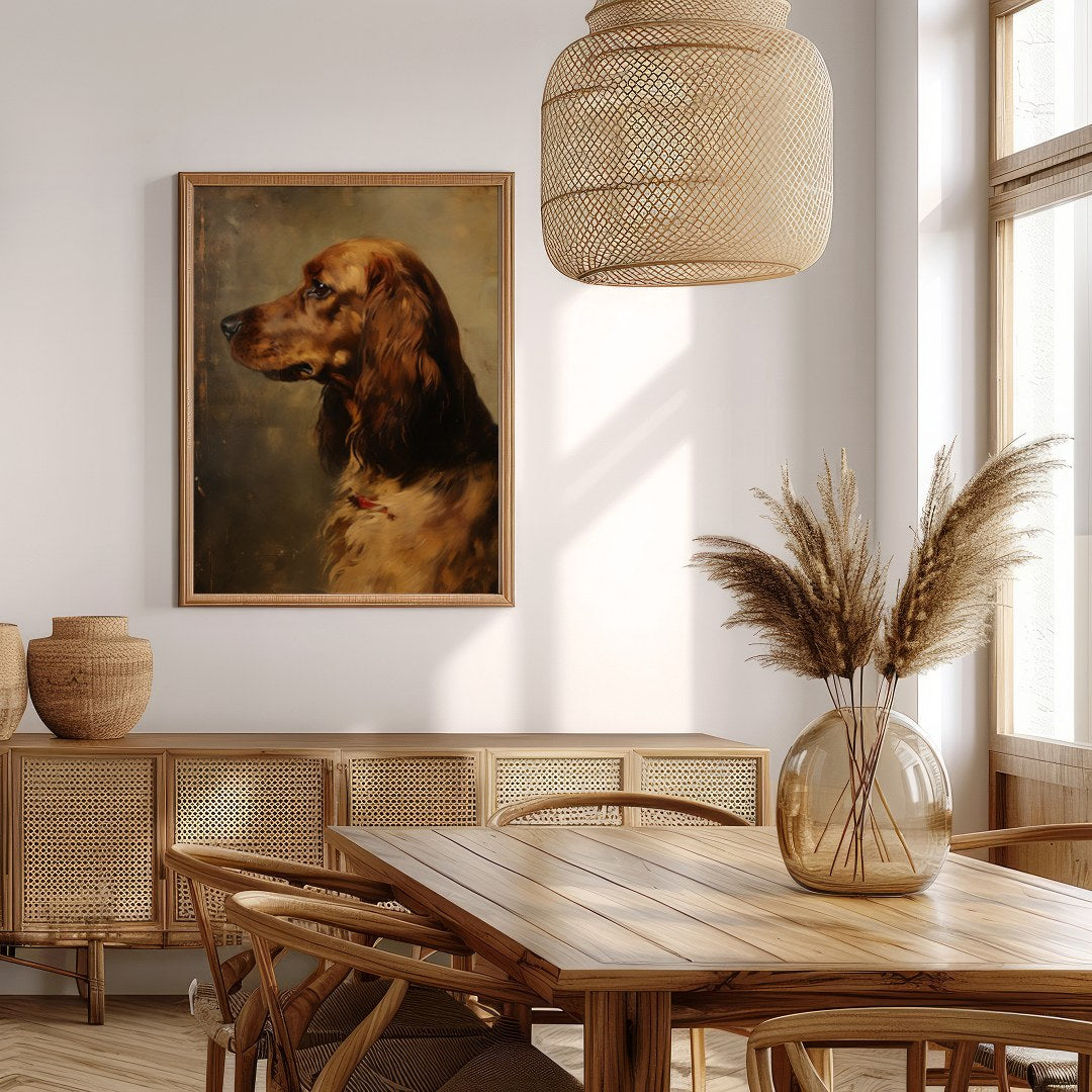 This exquisite portrait captures the noble essence of a setter, rendered in delicate brushstrokes. for Extra Kitchen