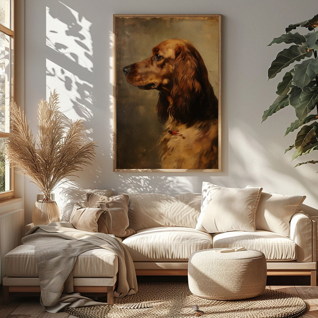 This exquisite portrait captures the noble essence of a setter, rendered in delicate brushstrokes. for Sitting Area