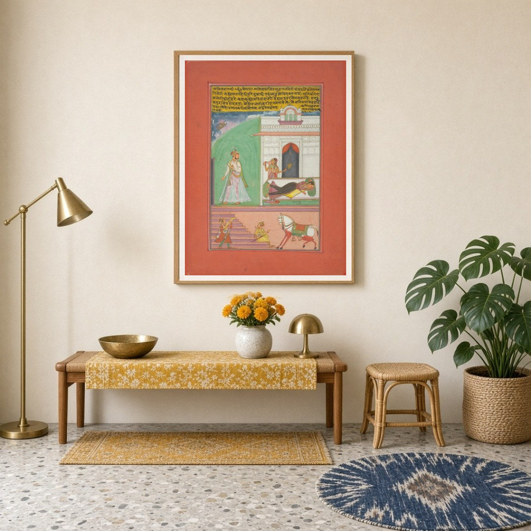 Step into a scene of elegance with this distinguished Ragamala miniature art, showcasing a nobleman for Entrance