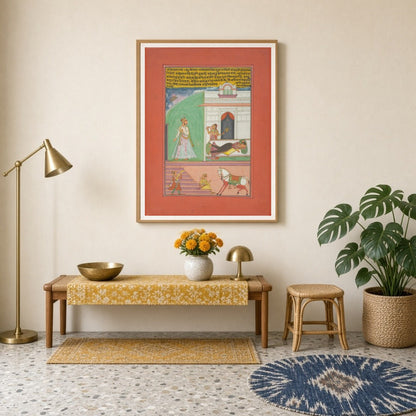 Step into a scene of elegance with this distinguished Ragamala miniature art, showcasing a nobleman for Entrance