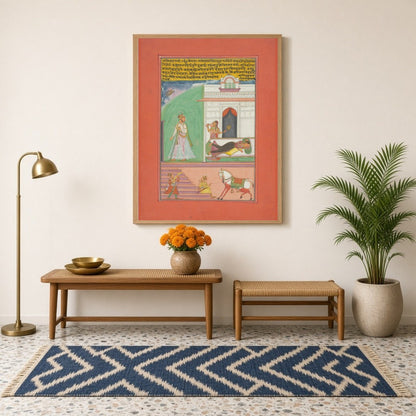 Step into a scene of elegance with this distinguished Ragamala miniature art, showcasing a nobleman for Hallway