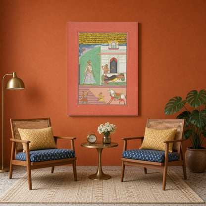 Step into a scene of elegance with this distinguished Ragamala miniature art, showcasing a nobleman for Sitting Area