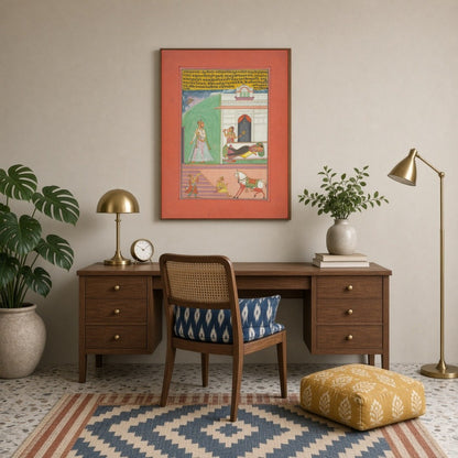 Step into a scene of elegance with this distinguished Ragamala miniature art, showcasing a nobleman for Study