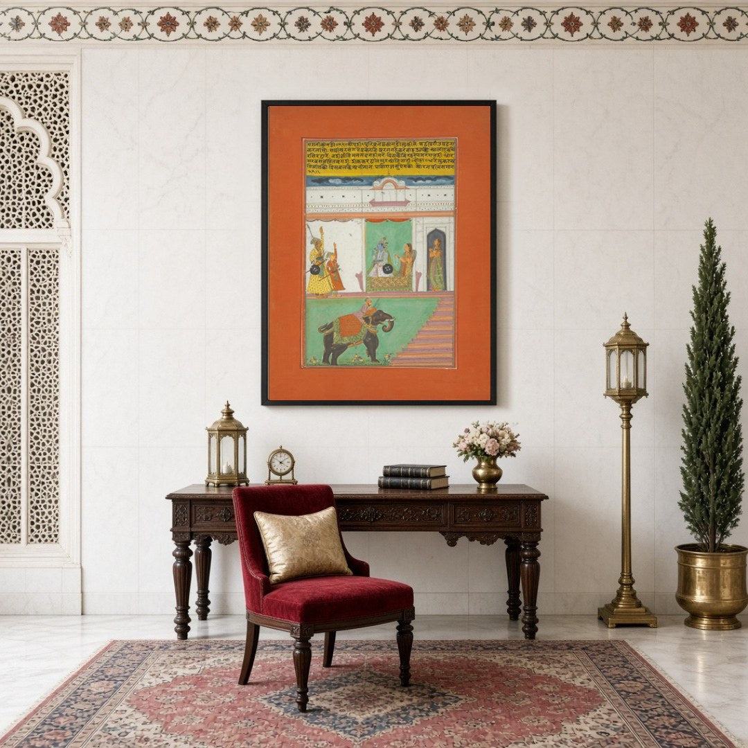 Immerse yourself in the exquisite world of Ragamala art with this captivating portrayal of a for Study