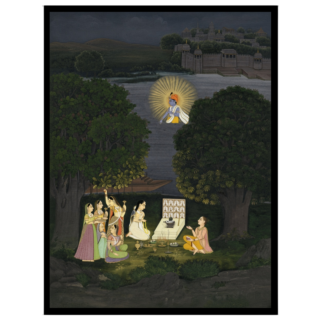 Immerse yourself in the mystique of this evocative scene depicting nocturnal worship of the for bedroom